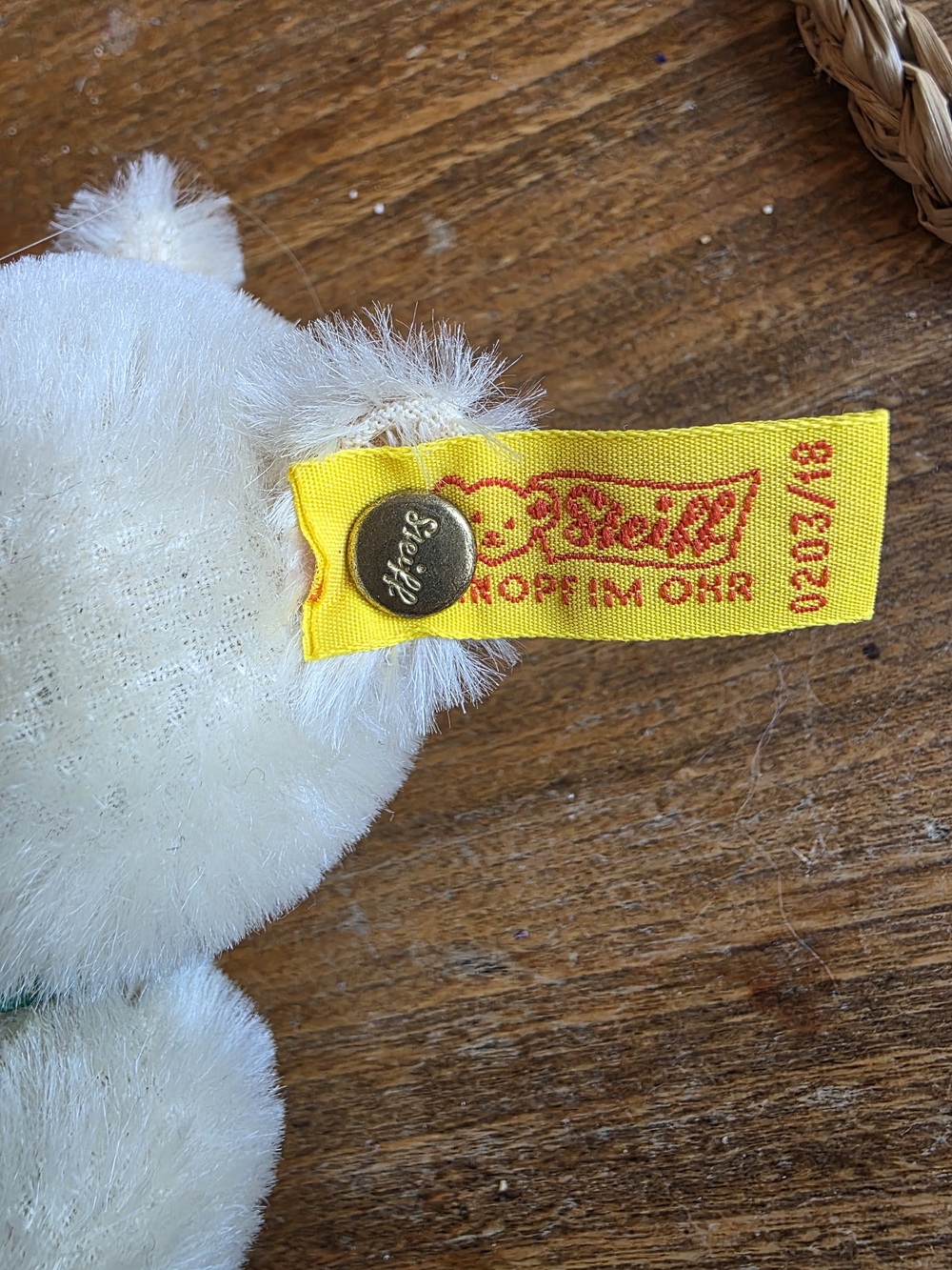 Vintage 1980s Steiff Original White Mohair Bear - Picture 3 of 5